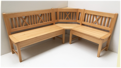 Eckbank Nürnberg 150/190 cm mit Sprossen, Rosner lackiert