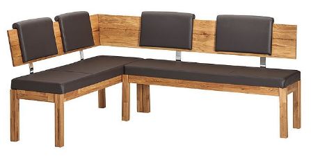 Eckbank Lorenzo 155/194 cm Wildeiche massiv geölt, Lotos 5093 dunkelbraun