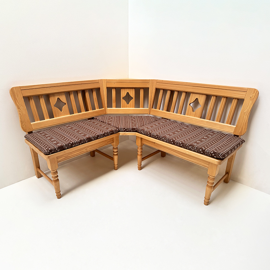 Eckbank Rangau 140/150 mit Sprossen, Truhen aufklappbar, Antik hell (Kleur1), AF-74854-7