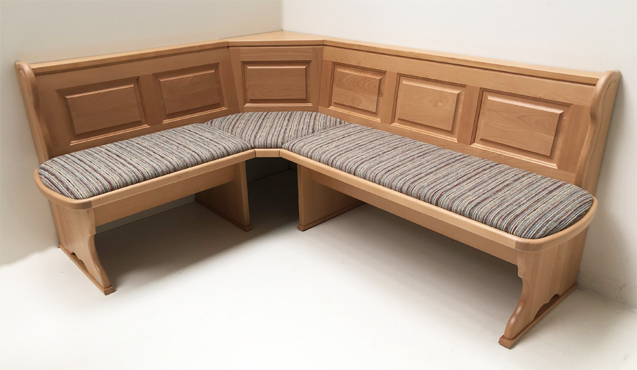 Eckbank Tegensee 149/189 cm, Buche, Polsterplatte Stoff Salzburg RE