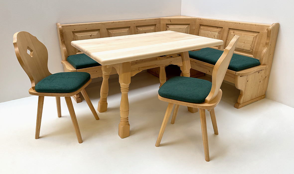 Eckbankgruppe Kufstein, Eckbank 195/165 cm , Bürgertisch 120/85 cm, 2 Stühle, Waidhofen grün