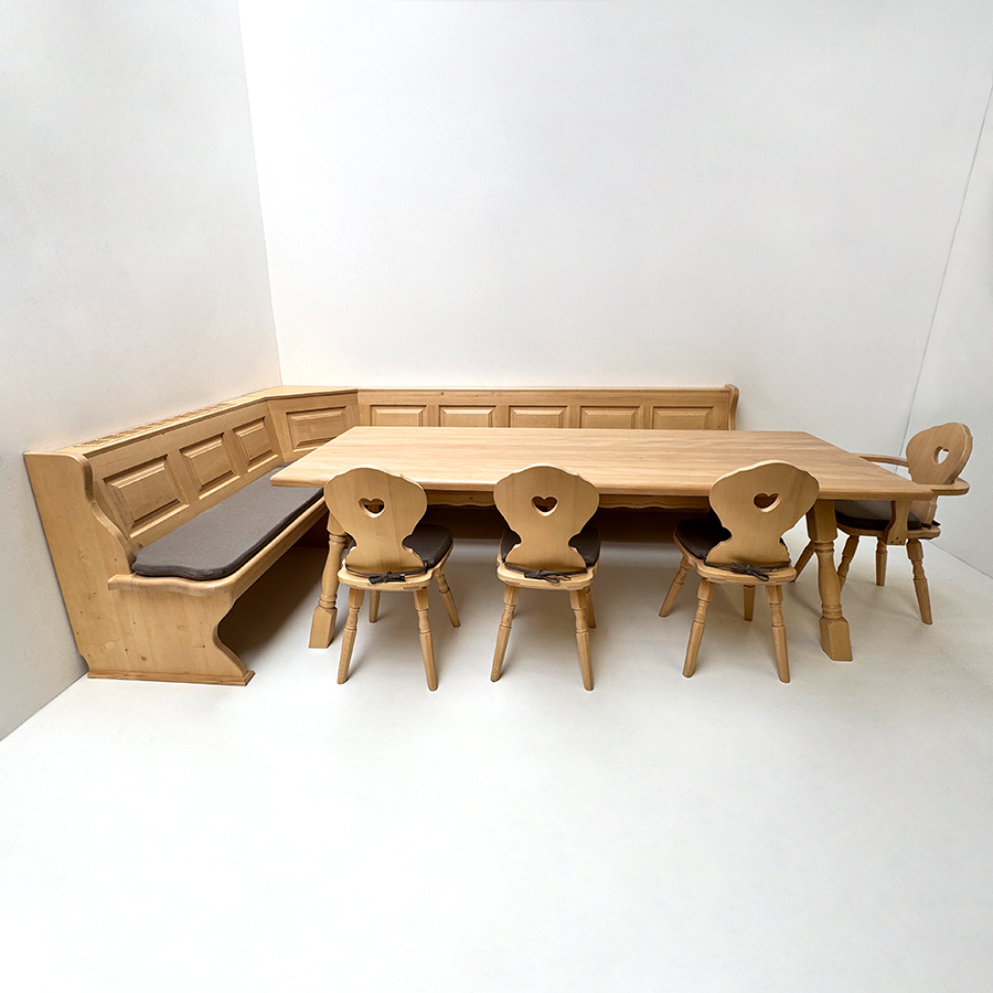 Eckbankgruppe Lindau 200/300 cm, Truhen, Hocker, Tisch 4510-Amberg 100/240, Polster genäht, TS-6350