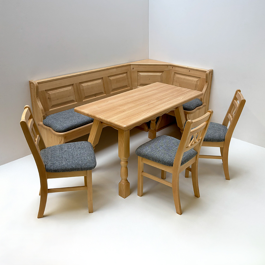 Eckbankgruppe Lindau 210/120, Truhen, 4510G, Stuhl 3830 Festpolster, Polsterplatten, Natura 800