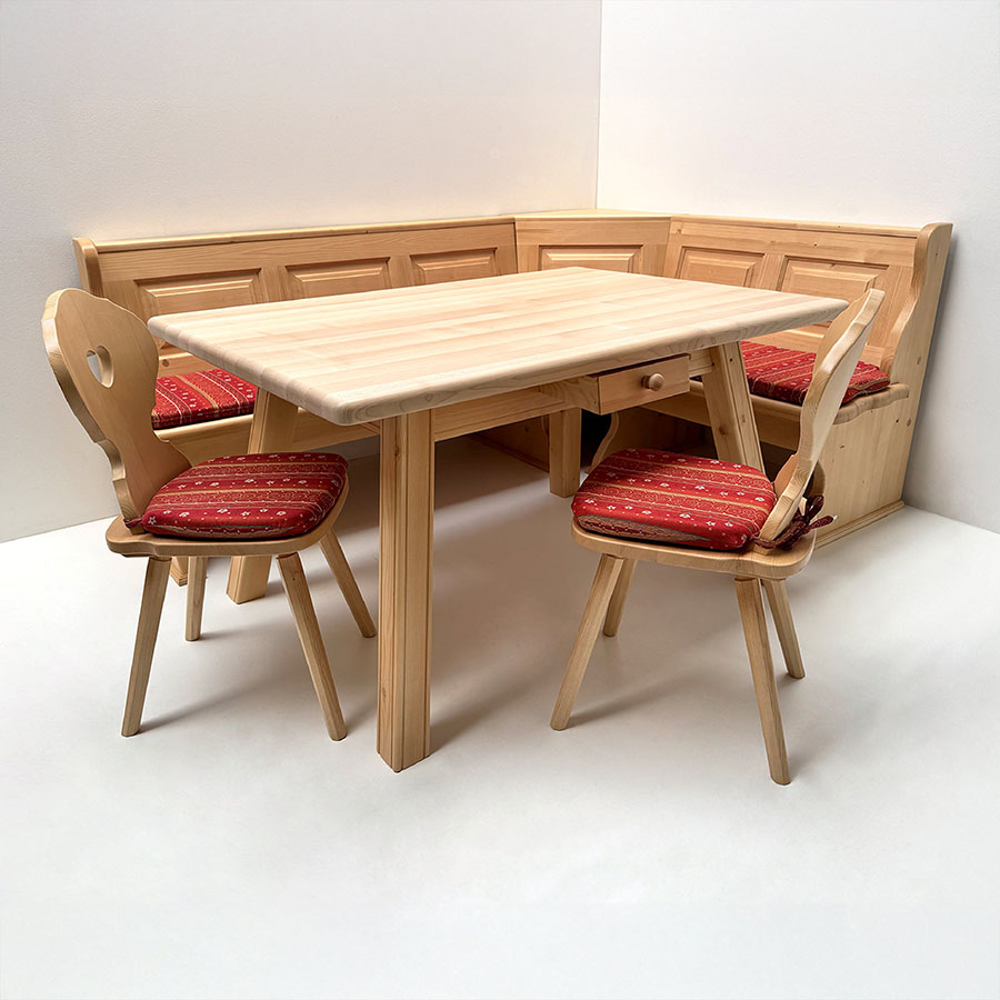 Eckbankgruppe LINDAU 215/160, Truhen, Tisch 4510G, Bauernstühle Munich, Polster genäht TS-2387