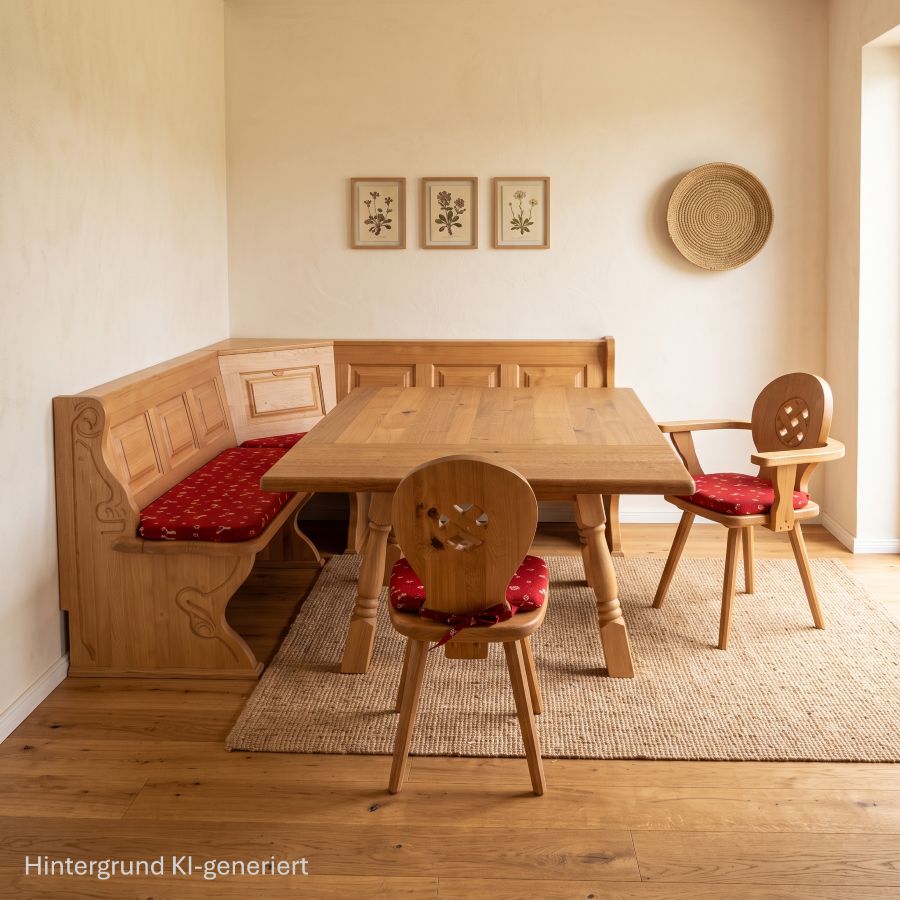 Eckbankgruppe LINDAU 190/190 cm, XXLTruhen, Ecke aufklappbar, Tisch Wildeiche, Antik hell, TS-3001