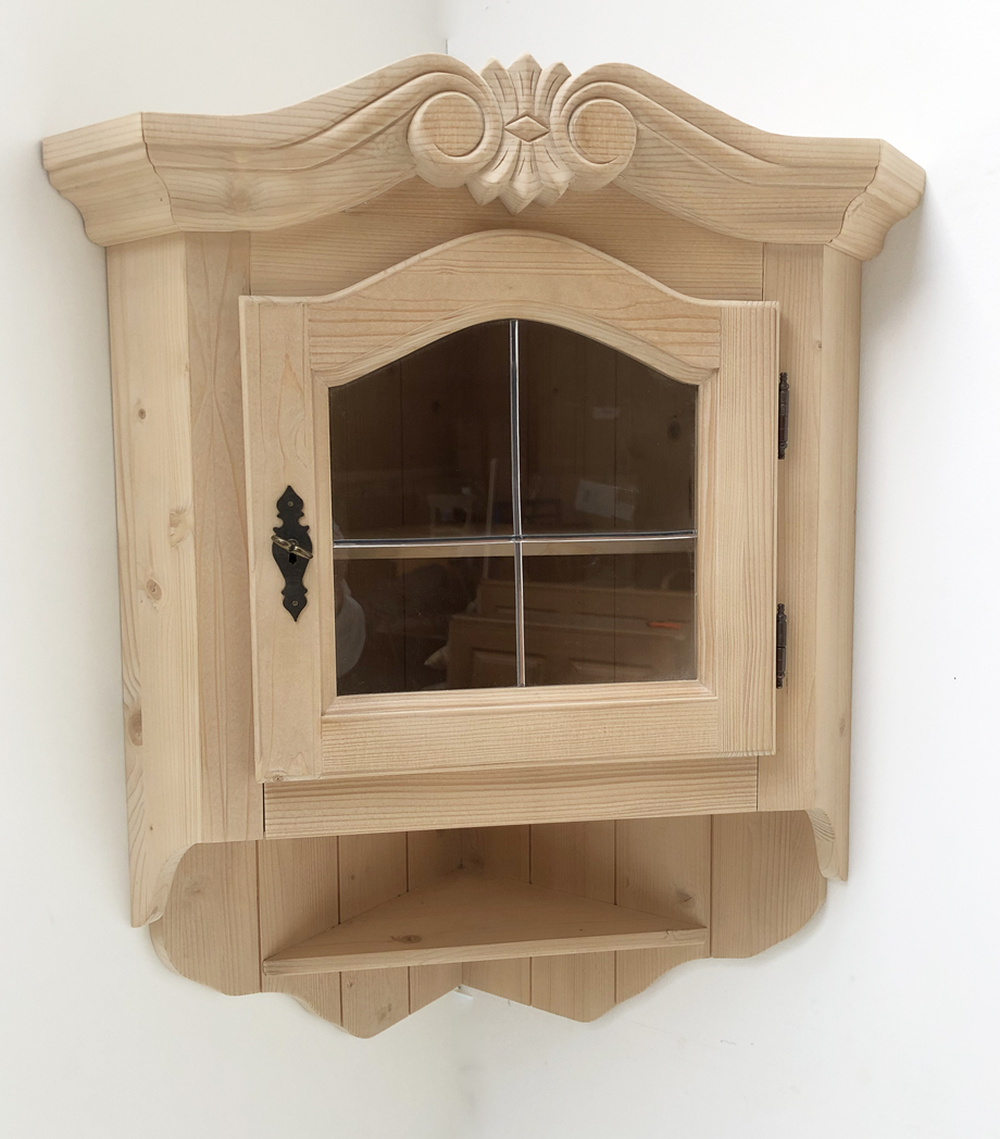 Eckhänger Amberg groß, Bleiglassprossen, Schloß, Eckkastl Eck Hängeschrank Eckkästchen