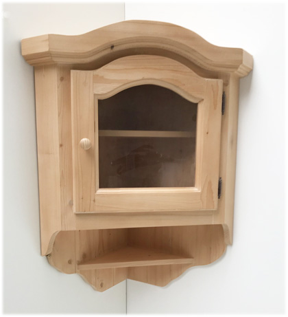 Eckkastl Eck Hängeschrank Eckkästchen Lindau Wandmaß 48/48 cm mit Klarglas