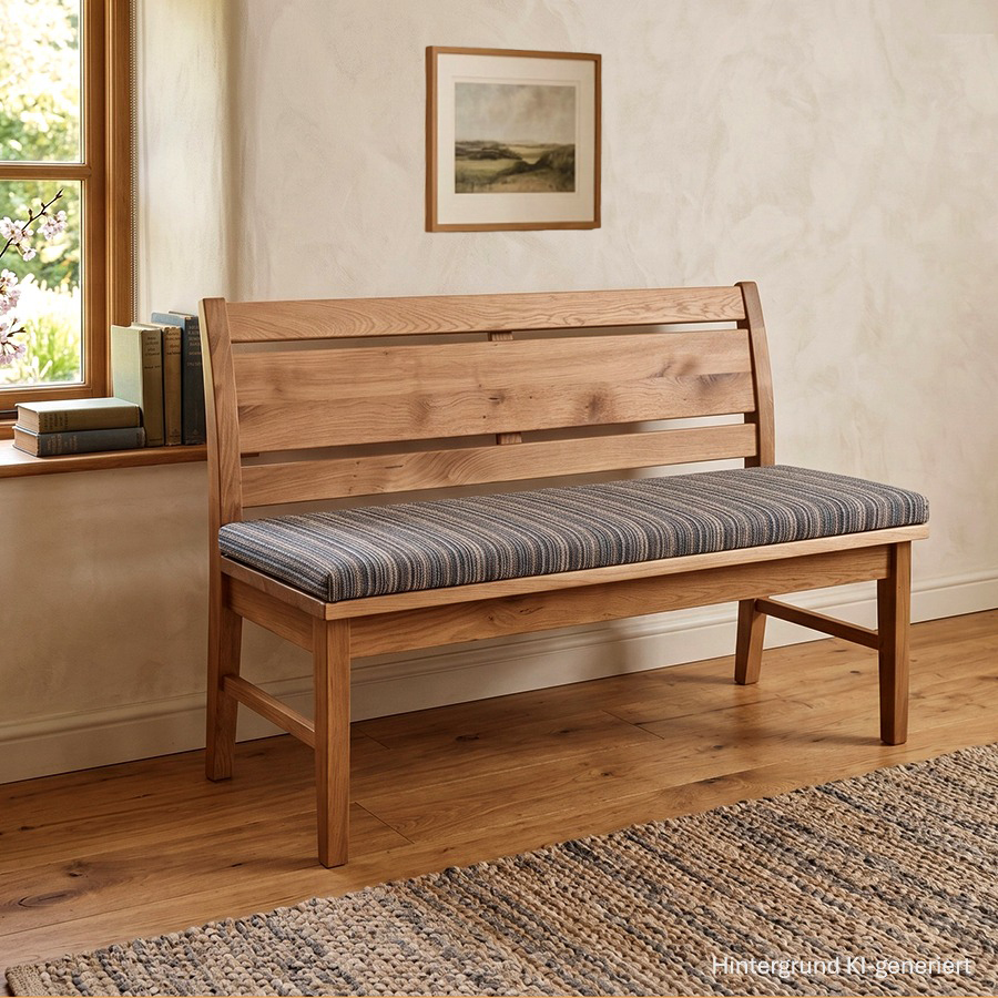 Einzelbank ISEO 120 cm Wildeiche lackiert, Polsterplatte TS-3048