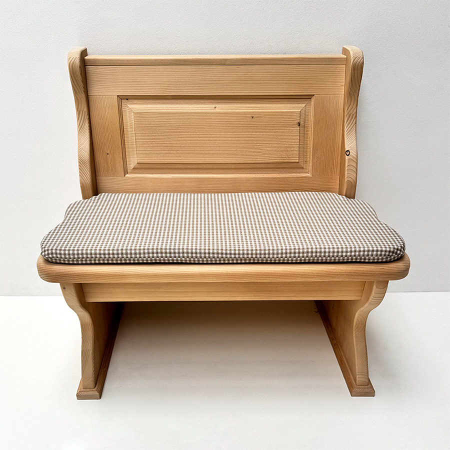 Einzelbank Lindau 100 cm, mit Truhe, Außenwangen glatt, Polster genäht, Attersee 104