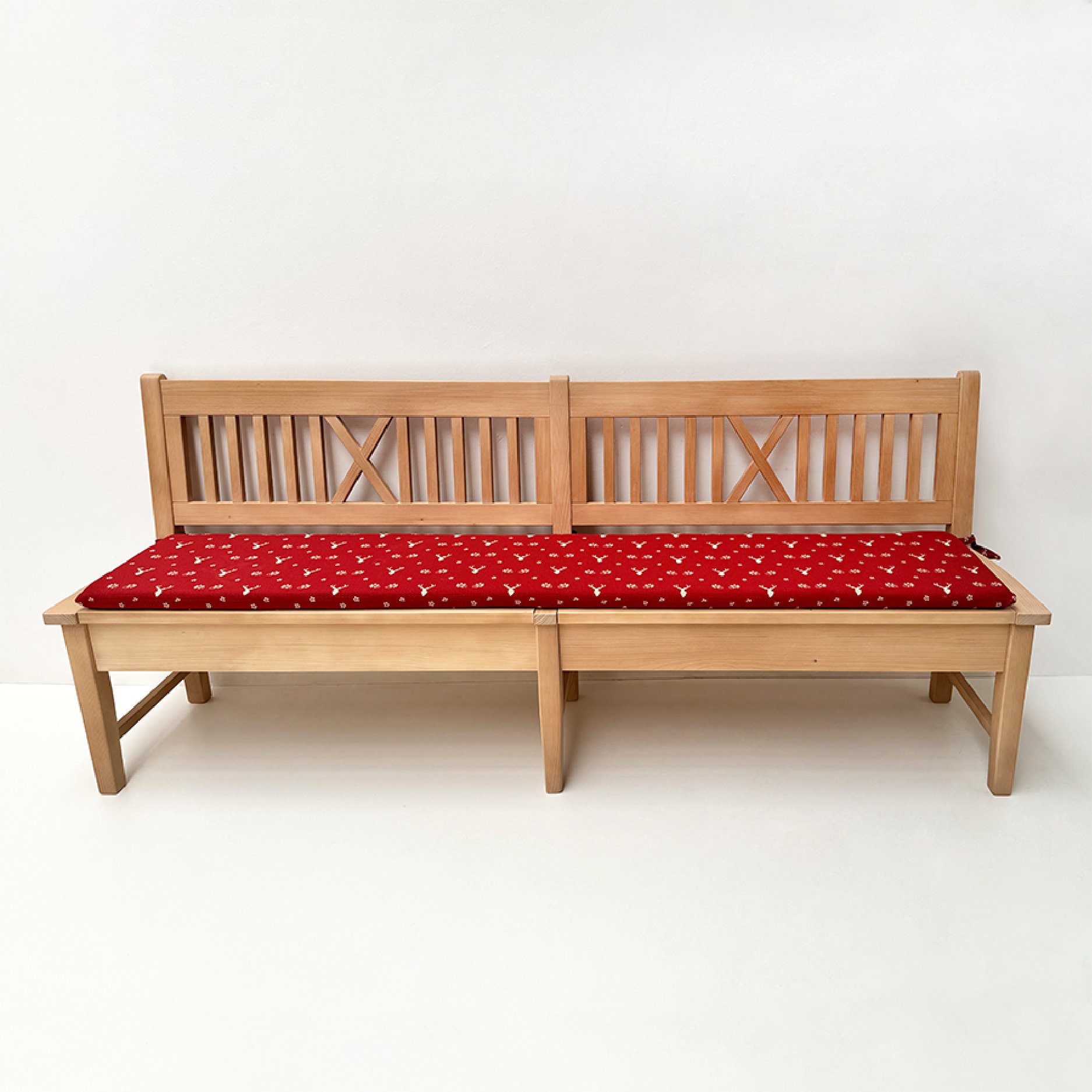 Einzelbank Nürnberg Fichte mit Truhe 220cm Länge, Polster genäht Landleben TS-3001