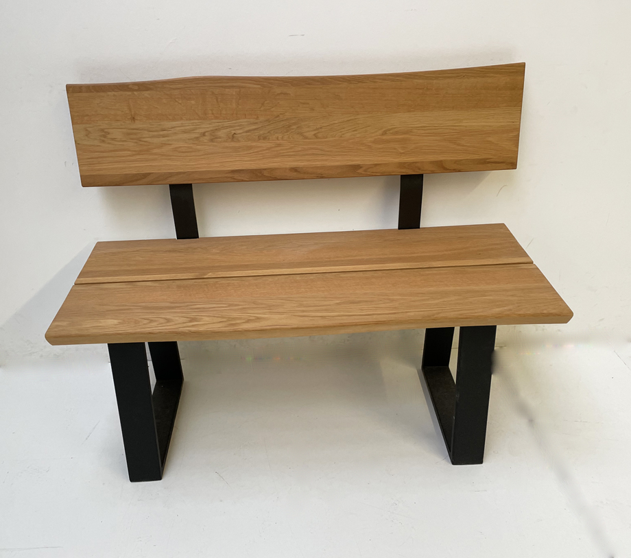 Bank Einzelbank Baumbank Oviedo Sonderlänge 110 cm, Metallgestell Trapezform