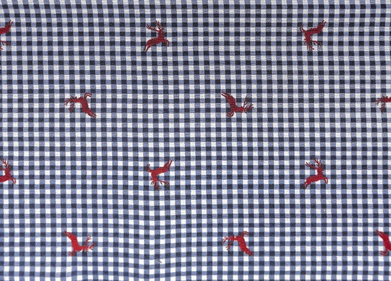 Stoff Franzl 62485 blau minikaro Hirsch klein