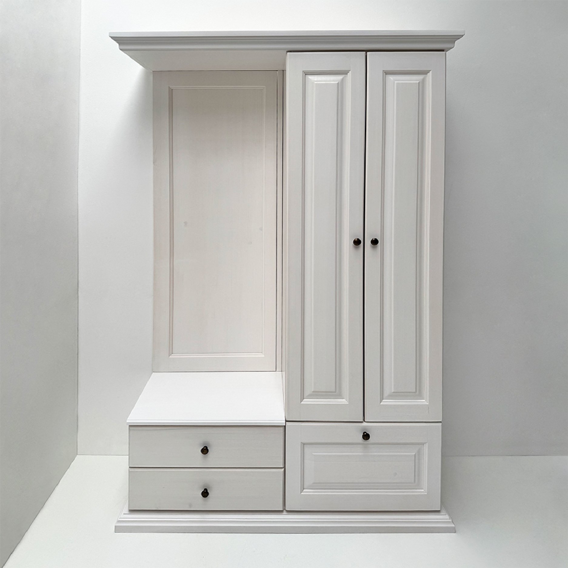 Garderobe Ewald, 2-tlg, Breite 129 cm, Garderobenteil abklappbar, Coralan weiß