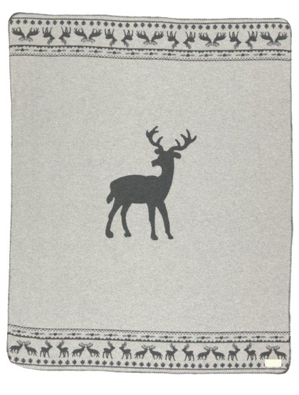 Wolldecke Hirsch grau 140 x 185 cm