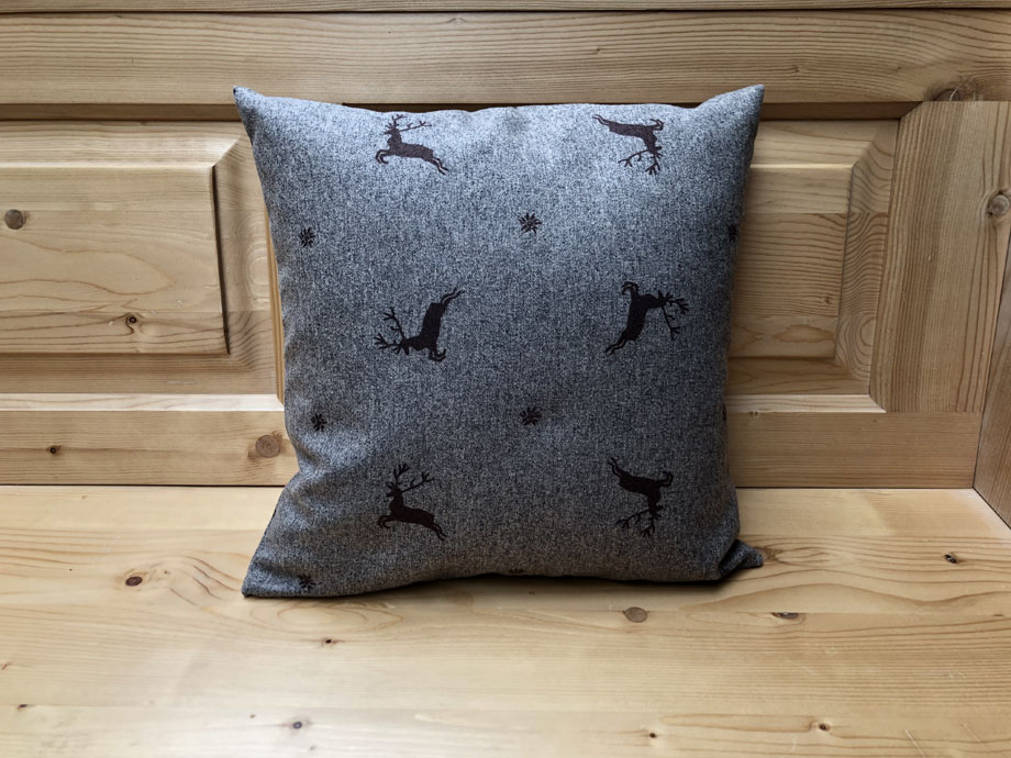 Federkissen, Kissen genäht  40/40 cm mit Reissverschluss, Stoff Hirschau caramel