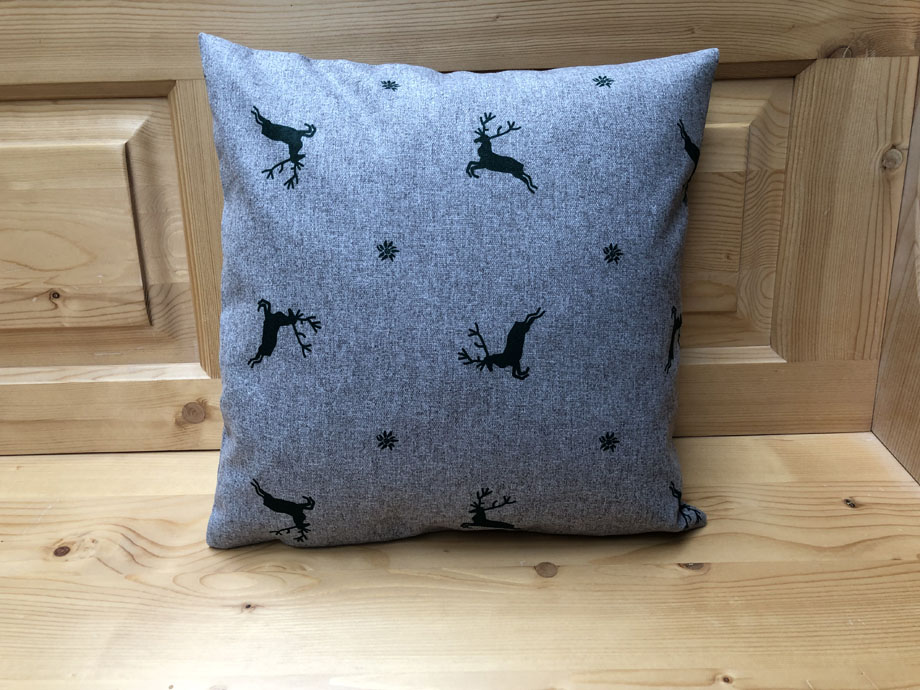Federkissen, Kissen genäht  40/40 cm mit Reissverschluss, Stoff Hirschau grau
