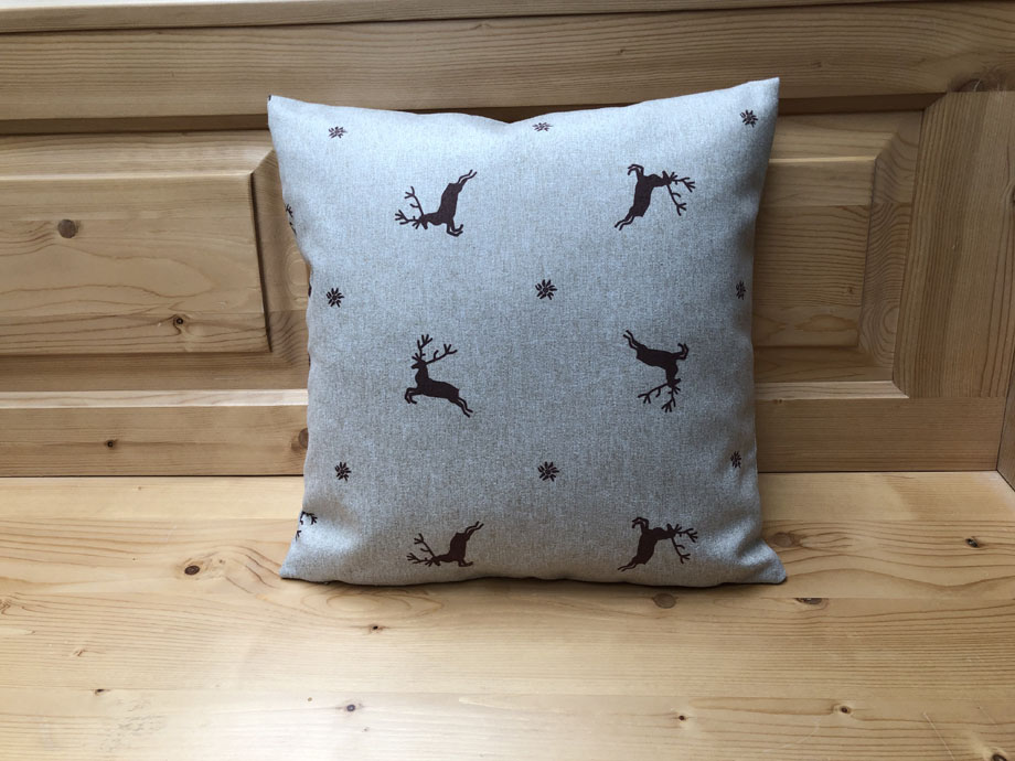 Federkissen, Kissen genäht  40/40 cm mit Reissverschluss, Stoff Hirschau natur