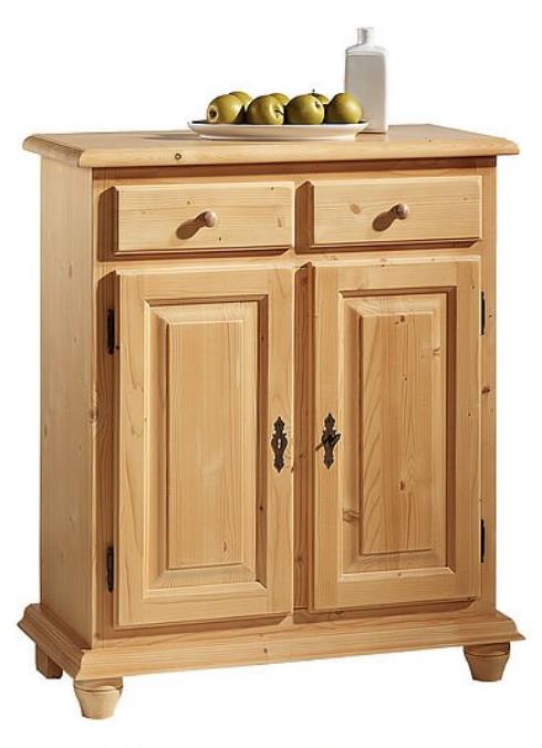 Hochkommode Wertach, Füssen, mit Holzknöpfen, Rosner Hartwachs