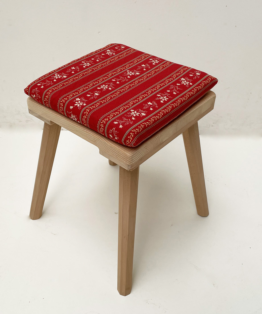 Bauernstuhl Holz Hocker Amberg Landau mit Eingriff, Polster genäht TS-1667