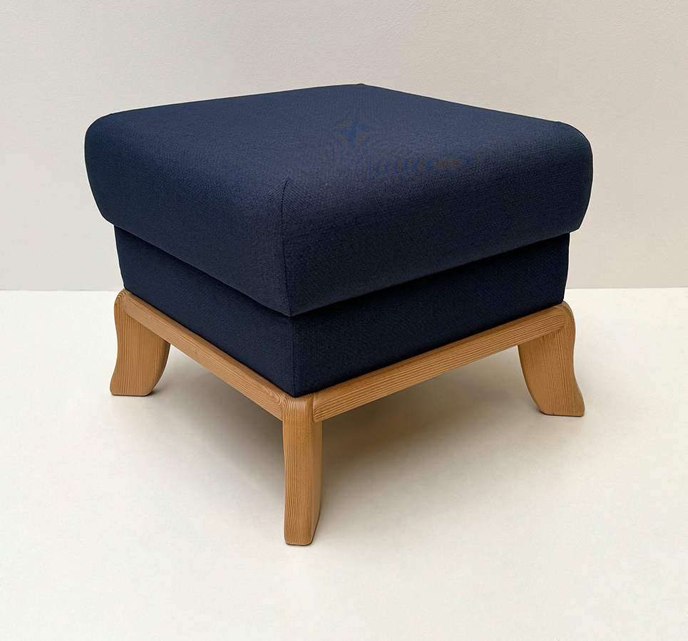 Hocker Sterzing Stoff TS-3017, Uni Punkt blau, Landleben