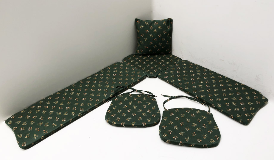 Kissensatz genäht Eckbankgruppe Amberg  klein 185/150, Mülheim Streublume grün