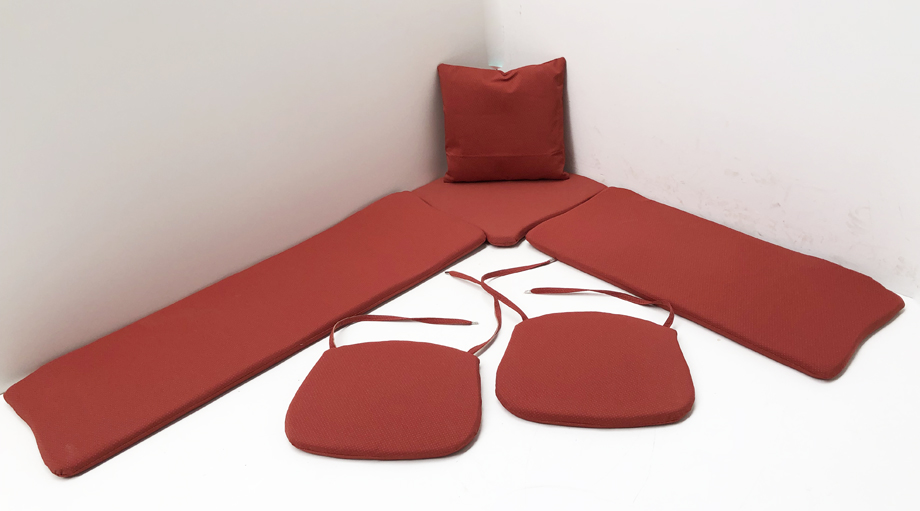 Kissensatz genäht Eckbankgruppe Amberg klein 150/185, Wels rot