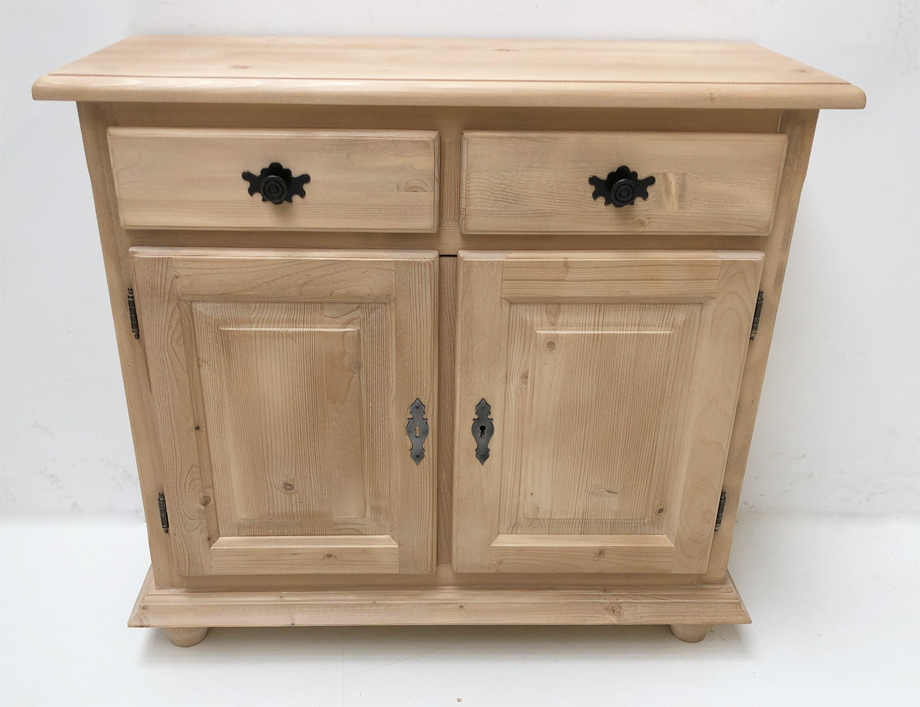 Kommode Füssen 2 Türen u. 2 Schubfächer, Rosner gewachst, Metallknöpfe und Rosetten