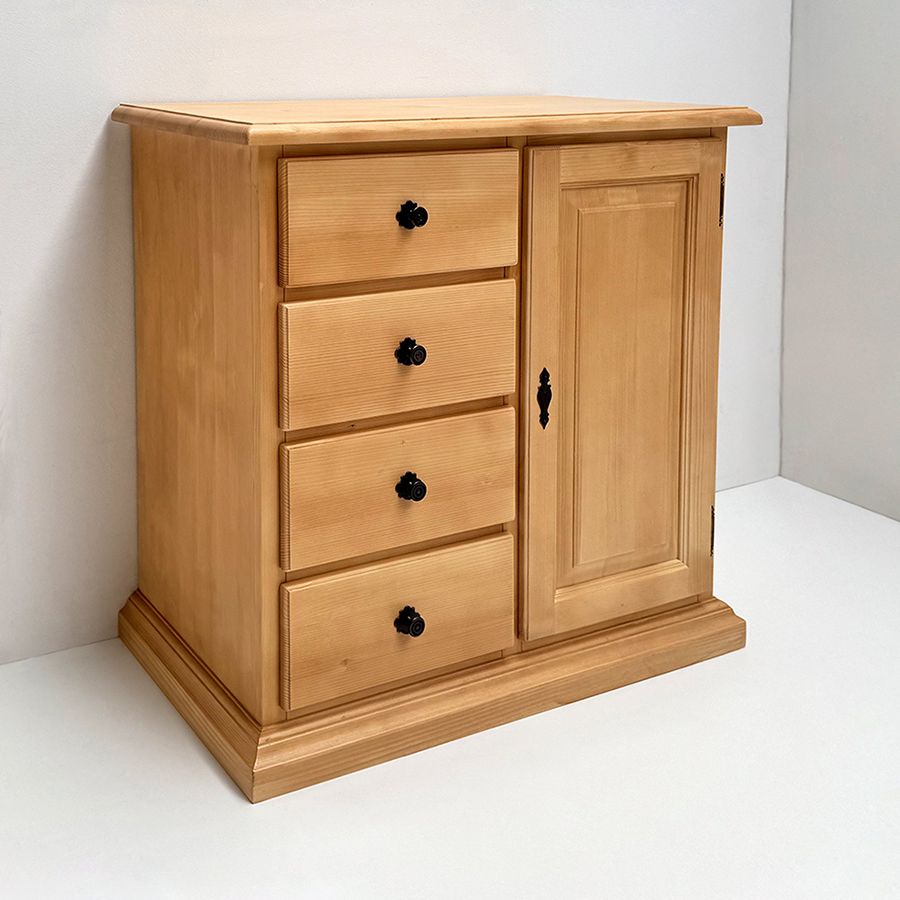 Schubladenkommode Wäschekommode Füssen/Tölz mit Sockel, 4 Schubladen, 1 Türe