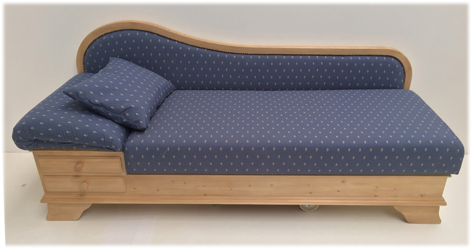 Sofa Liege Garmisch, Kopfteil links, Kundl blau ! 38 Lagerstoffe preisgleich