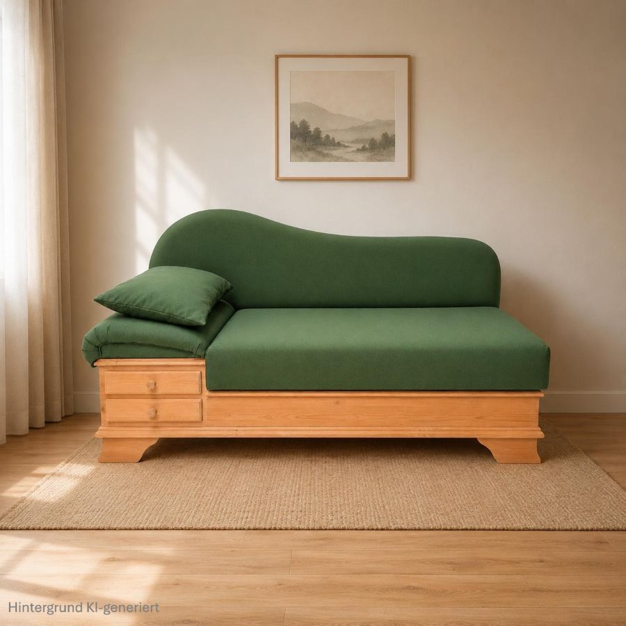 Kurzsofa Liege Chiemgau, Sonderlänge 170 cm,  Wels grün