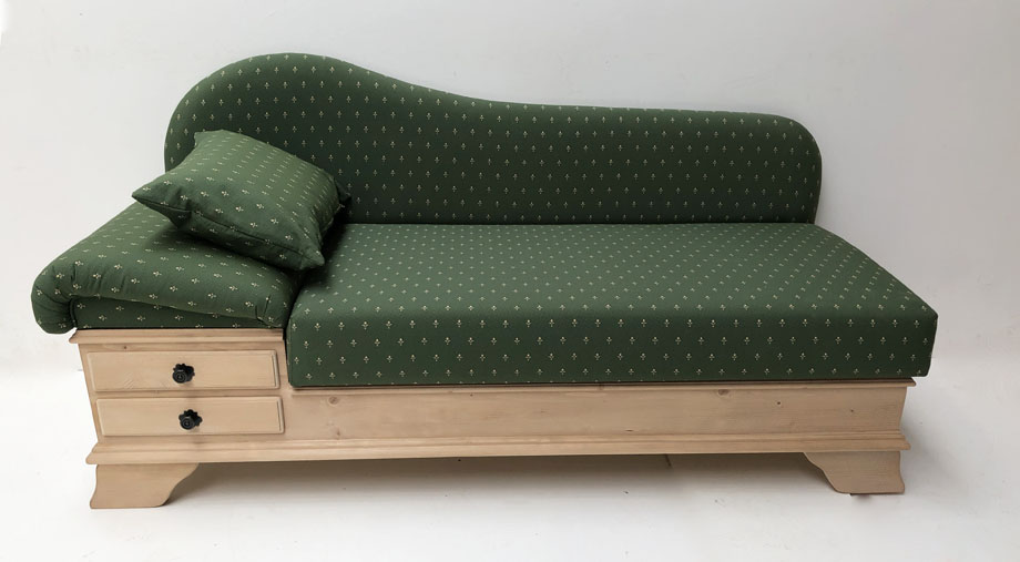 Kurzsofa Liege Chiemgau, Sonderlänge 180 cm, Kundl grün, 38 Lagerstoffe preisgleich !