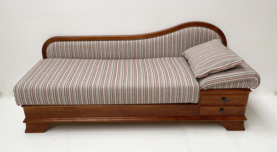 Sofa Liege Garmisch, 195 cm, Kopfteil rechts, Adler Rotbraun, Arosa 300 Flickerl