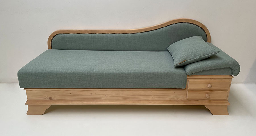 Sofa Liege Garmisch, 195 cm, Kopfteil rechts, Hoepke Terra 127
