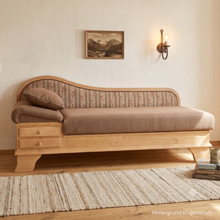 Sofa Liege Garmisch, Sitzhöhe 50 cm, Waidhaus beige, Waidhofen uni braun