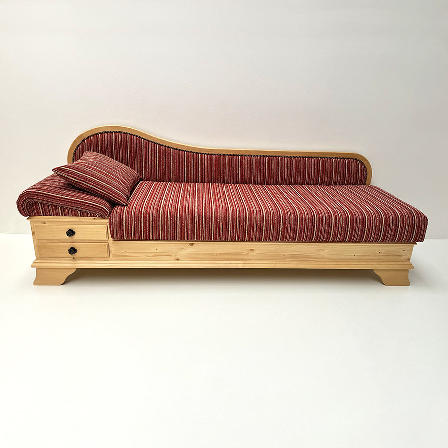 Sofa Liege Garmisch, Sonderlänge 220 cm, Kopfteil links, Stoff TS-3025