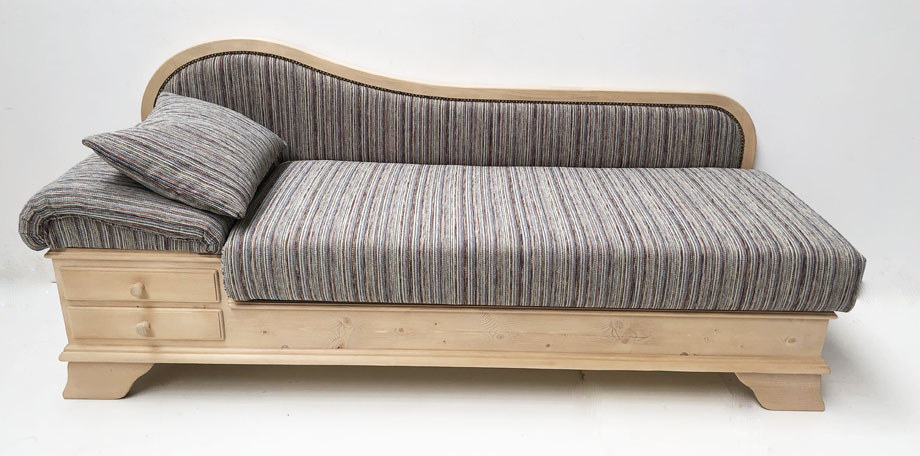 Sofa Liege Garmisch, Kopfteil links, Salzburg Reich ! 38 Lagerstoffe preisgleich