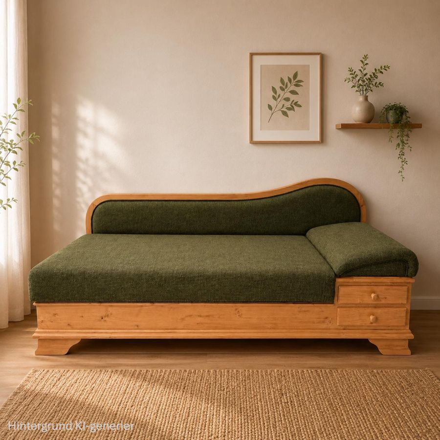Sofa Liege Garmisch, Antik hell, Stoff Höpke VIVO 639