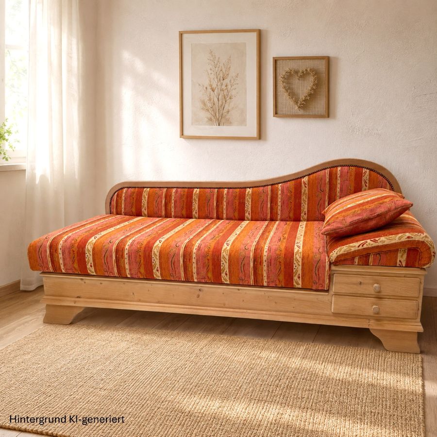 Sofa Liege Garmisch,  Kopfteil rechts, Rosner gewachst, Pocking terra