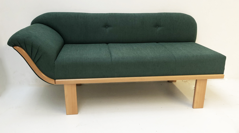 Küchencouch MORIZ, Sitzhöhe erhöht um 9 cm! Kopfteil links, Waidhofen grün, 38 Lagerstoffe !!!