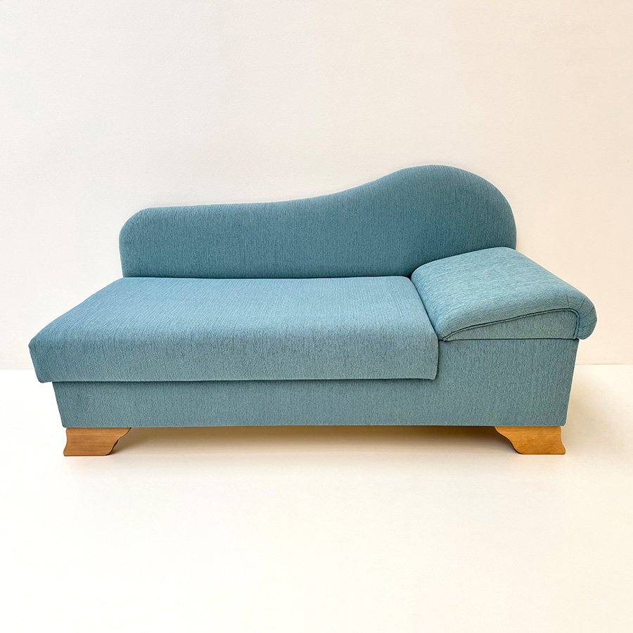Küchenliege Polsterliege Kurzsofa Rosenheim 170 cm aufklappbar, Kopfteil verstellbar, Waidhoden blau