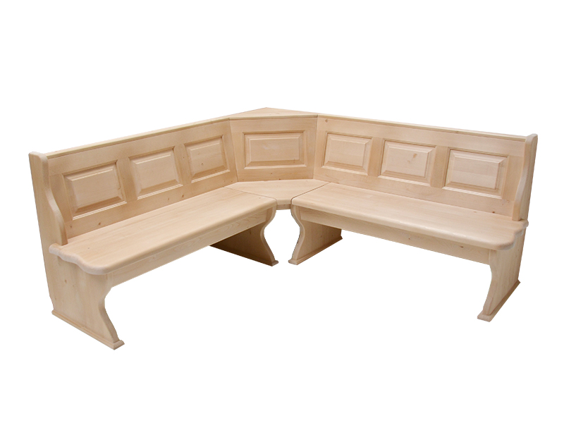 Eckbank Lindau 205/205 cm  mit Truhen aufklappbar, Aussenwangen glatt, Rosner gewachst