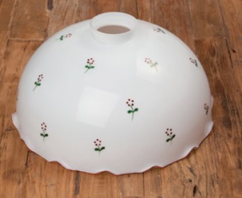 Lampenschirm Glas 36 cm rosa geblümt, kombinierbar