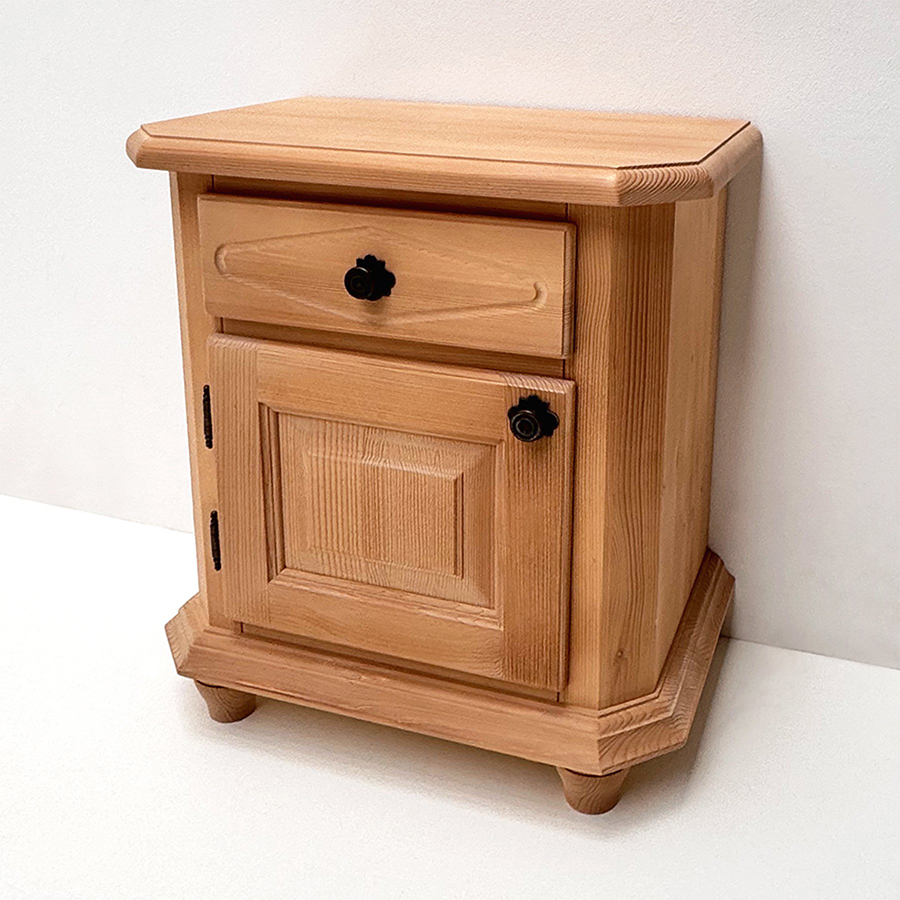 Nachtkommode Nachtkästchen Trient-Mozart links, mit Raute, Rosner gewachst