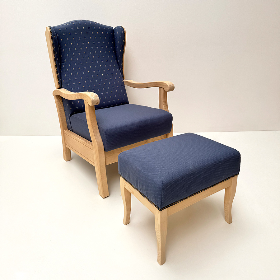 Fernsehsessel TV-Sessel Inzell ohne Funktion mit Hocker, Kundl blau, Wels blau