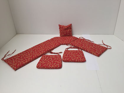 Eckbank-Auflagen, Eckbank-Polster nach Maß, Ausführung genäht abziehbar, Mülheim rot 