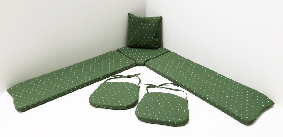 Kissensatz genäht Eckbankgruppe Amberg groß 185/185 , Ausführung genäht abziehbar, Kundl grün