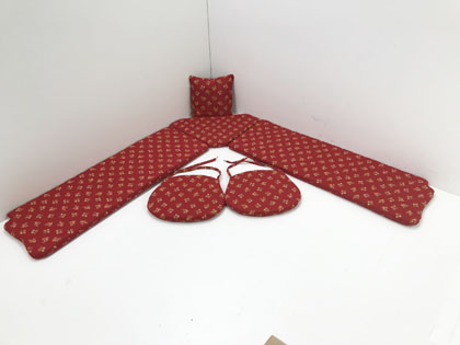 Polstersatz Kissensatz genäht , Eckbankgruppe Lindau 195/195 , abziehbar, Mülheim Streublume rot