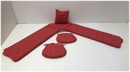 Polstersatz Kissensatz genäht für Eckbankgruppe Lindau 195/195 cm, abziehbar, Pöchlarn Ranke rot