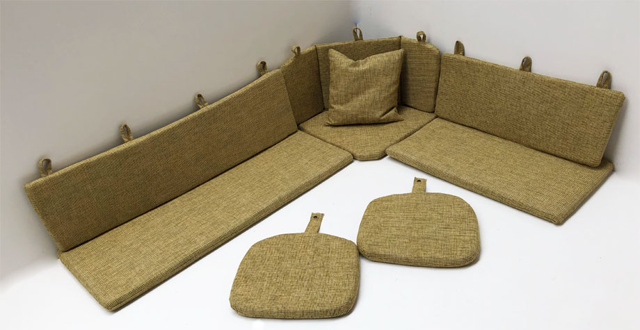 Polstersatz EKA Eckbankgruppe  Sitz- Rückenkissen, Stuhlpolster genäht, Stoff Natura grün 810
