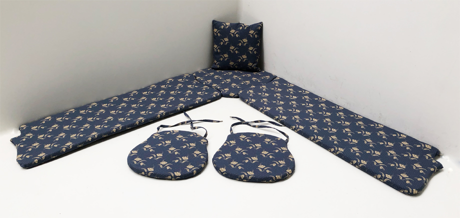 Kissensatz genäht Eckbankgruppe Landau, Kössen blau, 38 Lagerstoffe preisgleich